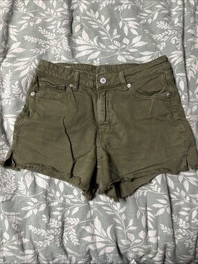 Arizona Jean Company Olive Frayed Hem Denim Shorts